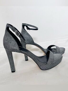 Michael Kors Margo platform silver shimmer sandal heel 10
